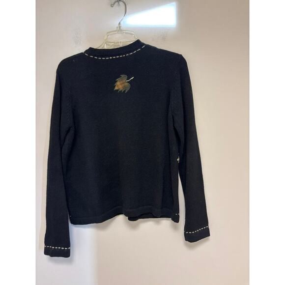 Vintage Halloween All Points Fall Scarecrow Leaves Cardigan Sweater - Picture 5 of 6